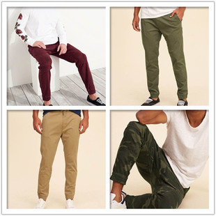 美国hollister男士秋冬HCO海鸥工装裤休闲修身束腿慢跑小脚AF副