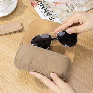 新款真皮高颜值眼镜包小众便携墨镜收纳包头层牛皮太阳镜盒男女潮