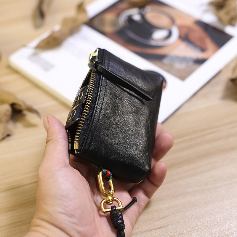 植鞣牛皮挂脖小包耳机收纳包