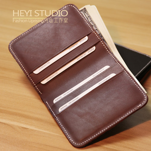 头层牛皮手工超薄竖款日韩风钱包