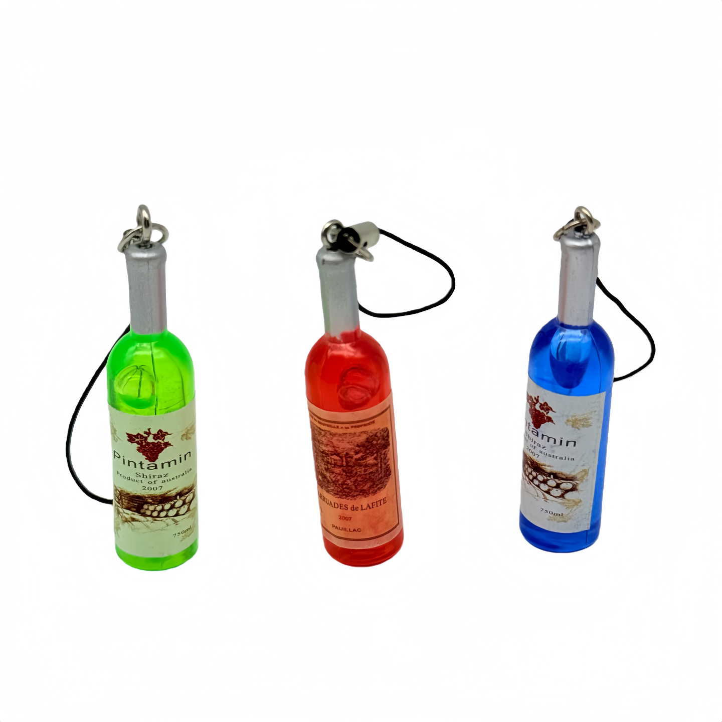 迷你仿真立体红酒瓶钥匙扣创意包包手机挂件diy树脂吊坠挂饰