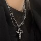 潮流时尚 朋克hiphop十字架项链女长款 嘻哈毛衣链子配饰男款 设计感