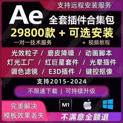 Ae插件合集全套2025汉化一键安装红巨星Particular粒子E3D套模板