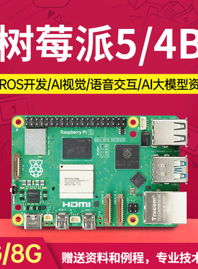 树莓派4b主板4G/8G linux视觉python编程套件Raspberry Pi5开发板