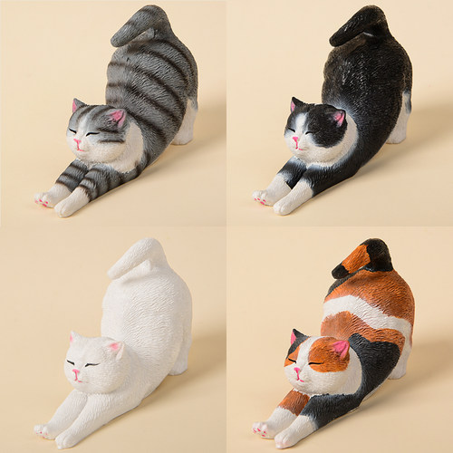 仿真动物伸懒腰慵懒可爱猫咪模型