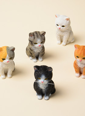创意仿真萌猫桌面汽车mini摆件生日蛋糕卡通可爱猫咪车载树脂装饰