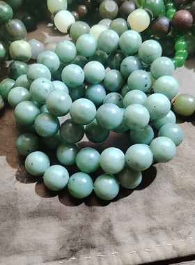 新疆和田玉碧玉柔光卡14手串
