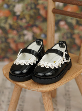 BJD黑色四分娃鞋熊妹 MSD 兔豆豆 黑色小皮鞋6分yosd赤木娃鞋现货