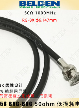 BELDEN 9258 BNC-BNC 50欧低损耗同轴电缆RG-8X 柔性同轴