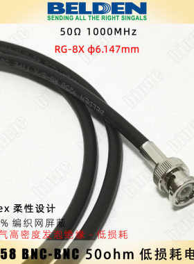 BELDEN 9258 BNC-BNC 50欧低损耗同轴电缆RG-8X 柔性同轴