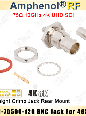 AmphenolRF 031-70566-12G BNC母头 75欧 BELDEN 4855R 螺母安装