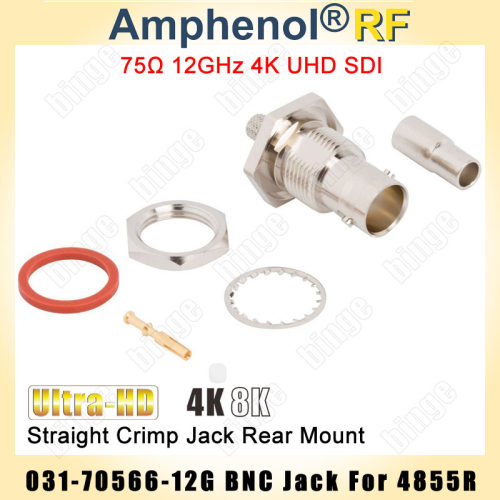 AmphenolRF 031-70566-12G BNC母头 75欧 BELDEN 4855R 螺母安装