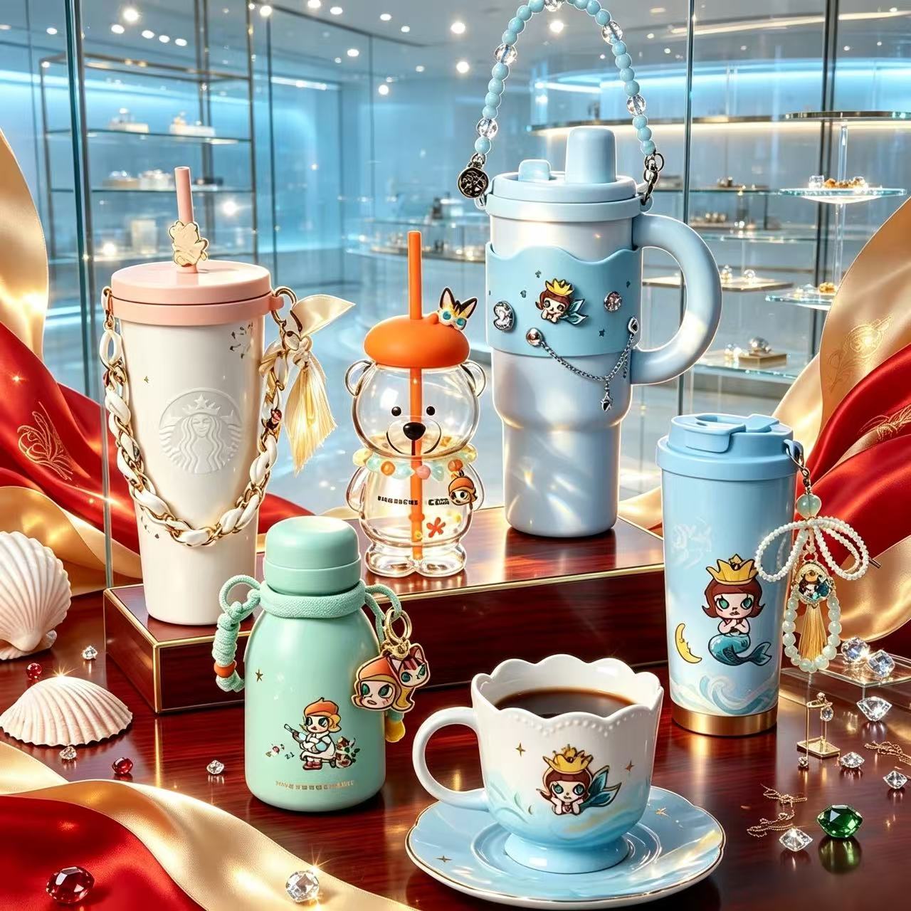 2026年星巴克杯子一起开星会员节日礼盒电脑包陶瓷杯保温杯吸管杯