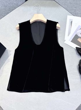 欧洲站2026新款休闲宽松百搭外穿真丝丝绒背心马甲坎肩女