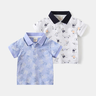 男孩满印短袖polo衫夏季2026新款童装儿童汗衫宝宝上衣 男童t恤衫