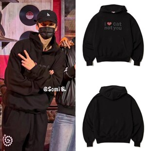 somi家 韩国直邮itzavibe爱心字母猫耳连帽卫衣千禧风 罗渽民同款