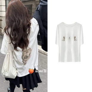 somi家 韩国直邮Cobra pasta club法式雕塑头像短袖fletta同款夏