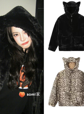 【迪丽热巴同款】somi家直邮~clutstudio猫咪耳朵连帽外套棉服