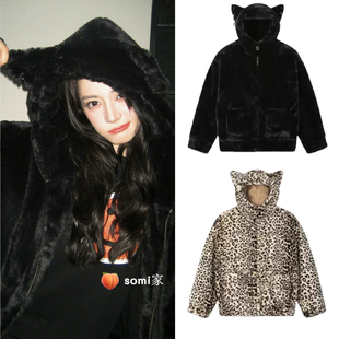 【迪丽热巴同款】somi家韩国直邮clutstudio猫咪耳朵连帽外套棉服