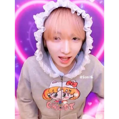 somi家韩国美少女联名插画拉链连帽卫衣 sakuya同款