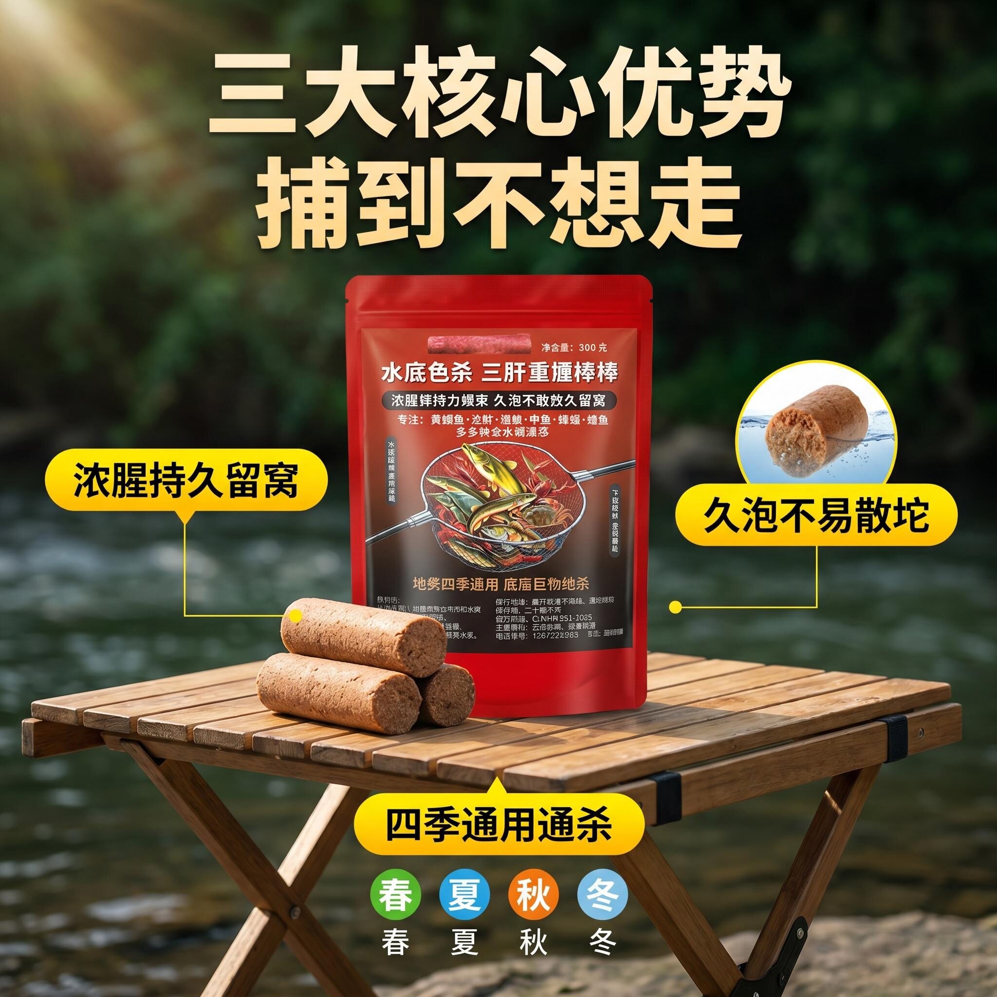 重腥三肝羊油棒棒养殖水域河虾鳝鱼蟹类网笼长效诱鱼饵料膨化窝料