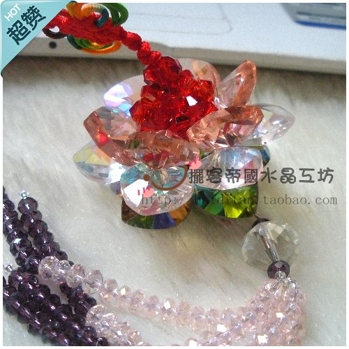 水晶玻璃编织桃心挂饰手工串珠