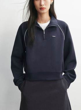 商场同款2026春装新款女运动风半拉链立领卫衣套装短裙A3FCG1201