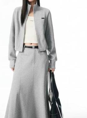 【商场同款】25秋季新款针织空气层立领长袖外套套装女A3BBF3215