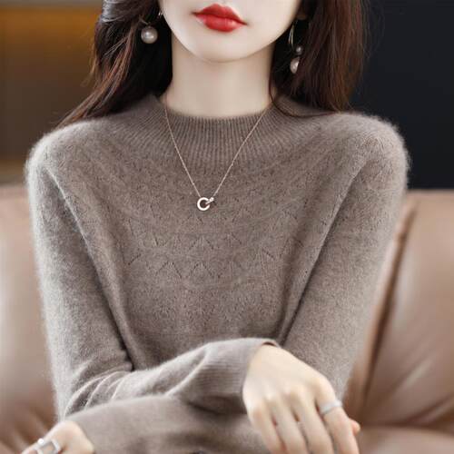一线成衣无缝针织衫女半高领