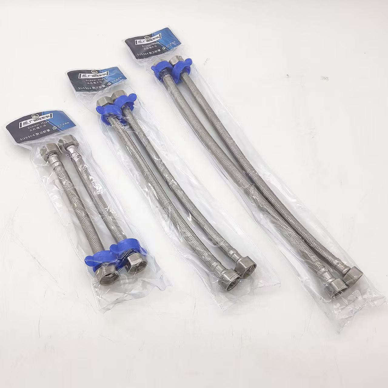 304不锈钢加密编织管加厚铜头冷热进水软管马桶热水器连接水管4分