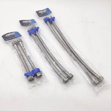 304不锈钢加密编织管加厚铜头冷热进水软管马桶热水器连接水管4分