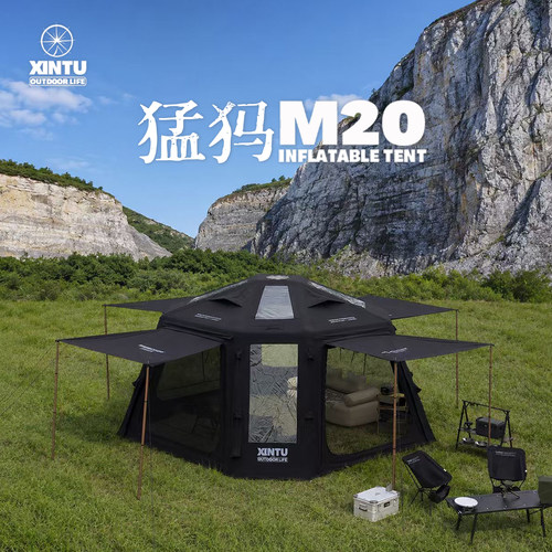军鑫鑫途猛犸M20充气帐篷户外露营八角形全景天窗防风保暖新品