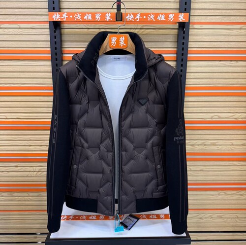 冬季男士可拆卸连帽针织袖羽绒服