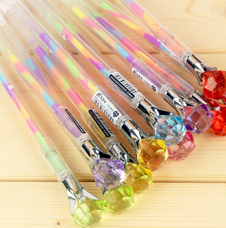 钻石头中性笔黑色水笔0.5mm学生中性水笔挂件水笔圣诞礼品4只包邮