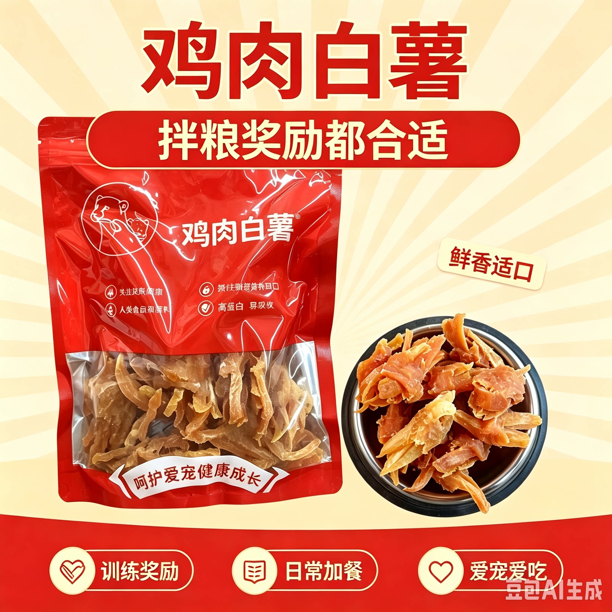 训练奖励泰迪金毛通用鸡肉白薯