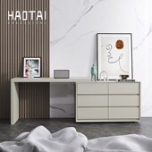 烤漆意式 梳妆台书桌组合一体现代实木电脑桌边斗柜伸缩卧室多功能