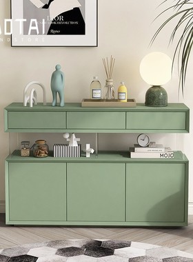 意式极简烤漆悬浮感餐边柜简约现代入户门厅玄关柜实木收纳储物柜