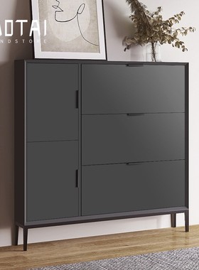 意式极简烤漆超薄鞋柜家用门口入户大容量玄关小户型翻斗柜可定制