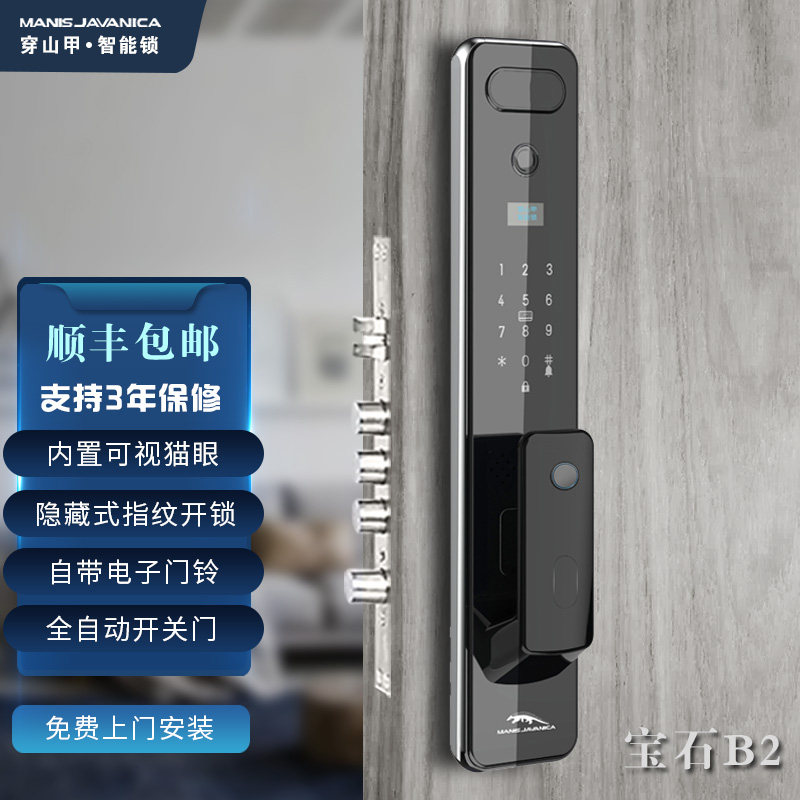 穿山甲智能锁宝石B2可视猫眼全自动高清室内显示屏家用电子密码锁