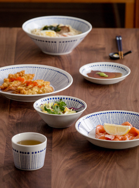 日本进口美浓烧陶瓷餐具苍十草吃饭碗日式寿司菜盘子碟钵拉面汤碗