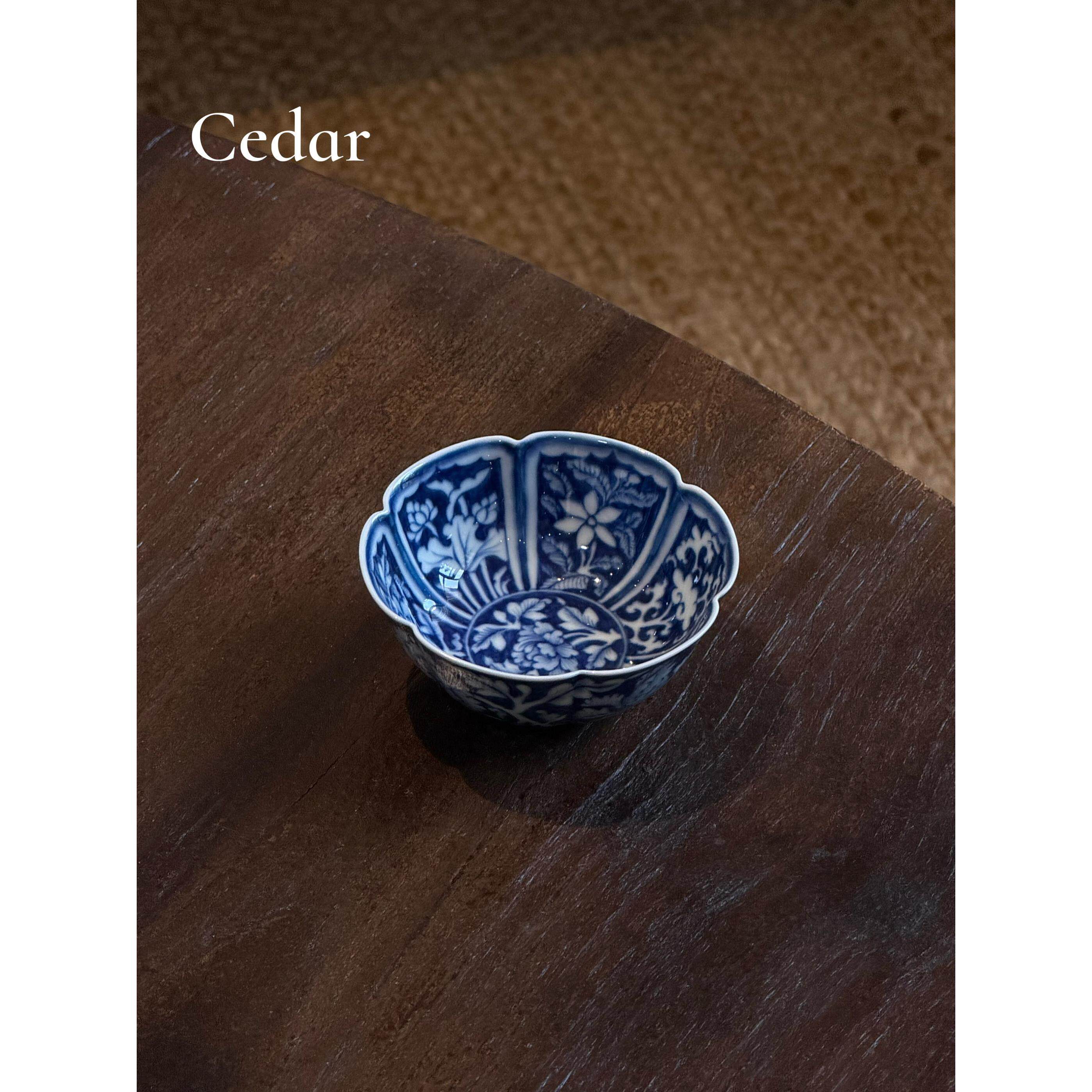 景德镇青花柴窑十二花卉手绘主人杯家用茶具茶杯品茗杯茶器普洱杯