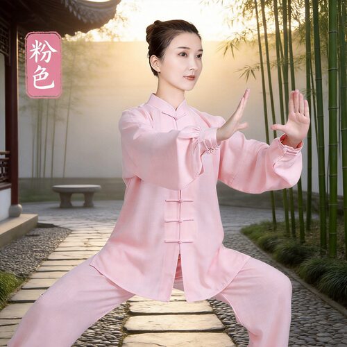 优质棉麻太极服女新款亚麻棉太极拳练功服男服装春夏八段锦武术服