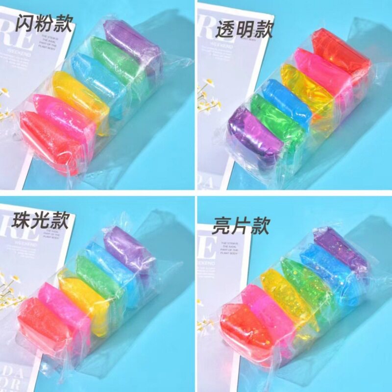 网红水晶泥起泡胶双色透明史莱姆彩泥儿童彩色玩具两元店百货