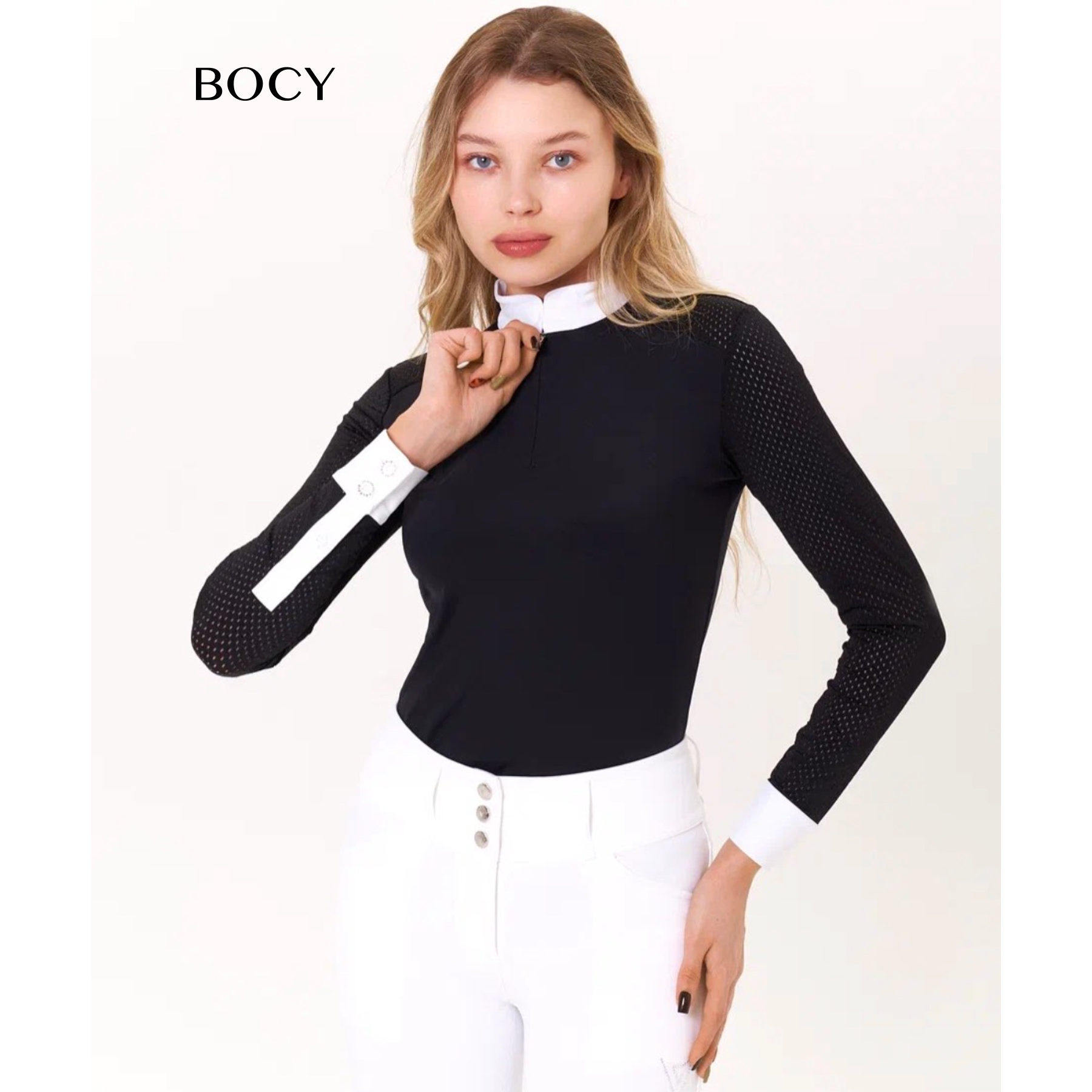 BOCY马术服上衣女长袖骑马服T恤骑士服障碍舞步比赛套装速干英伦