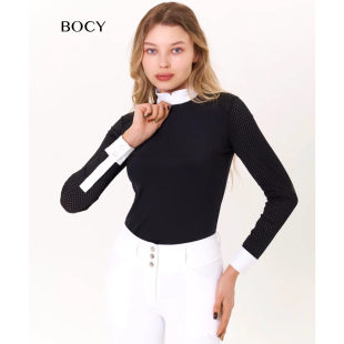 BOCY马术服上衣女长袖骑马服T恤骑士服障碍舞步比赛套装速干英伦