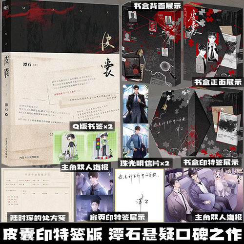 印特签+书盒+明信片+海报+处方笺+书签】皮囊 小说 潭石 悬疑刑侦青春期乌龙事件青春文学小说实体书正版书籍 台风眼纸飞机