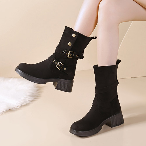 马丁靴女2025新款秋冬加绒英伦风
