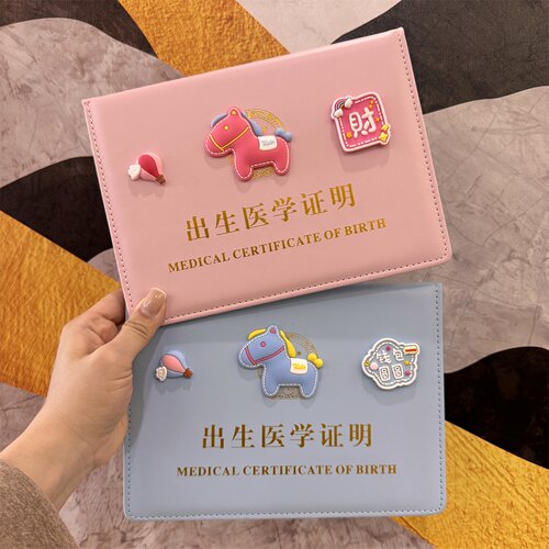 可爱卡通马宝宝出生证明保护套