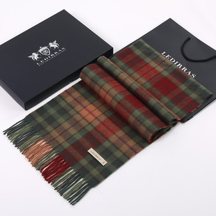 正品英国苏格兰格子100%羊毛围巾女冬季加厚羊绒围脖女友生日礼物