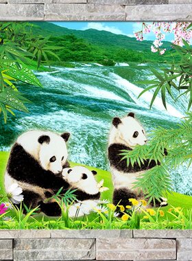 diy客厅植物竹子十字绣